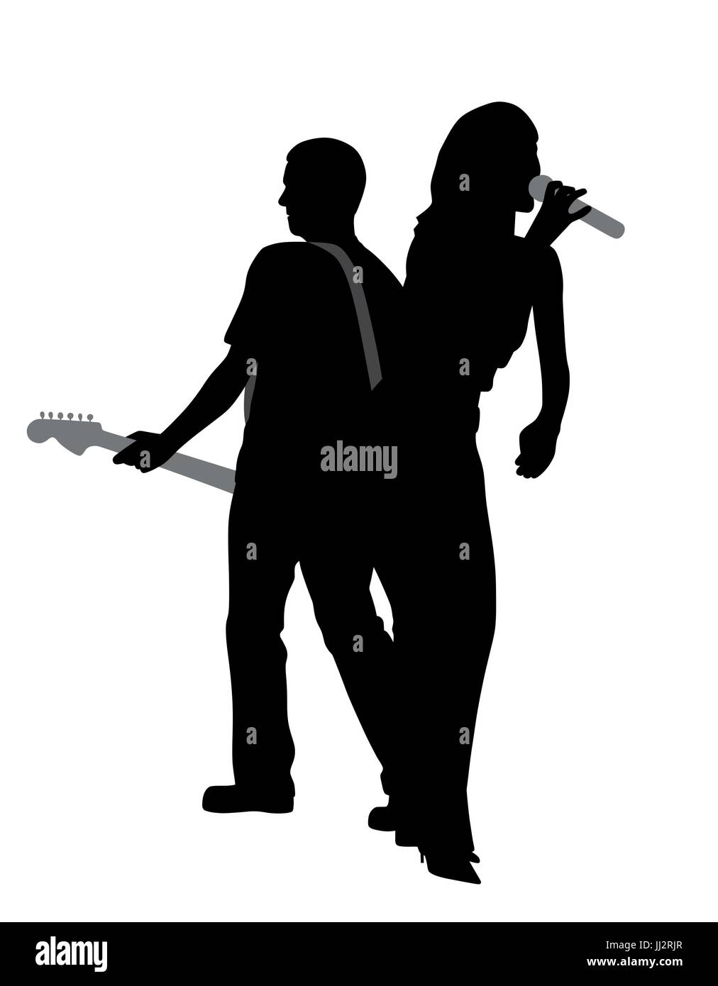 Woman singer and man guitar player Stock Vector