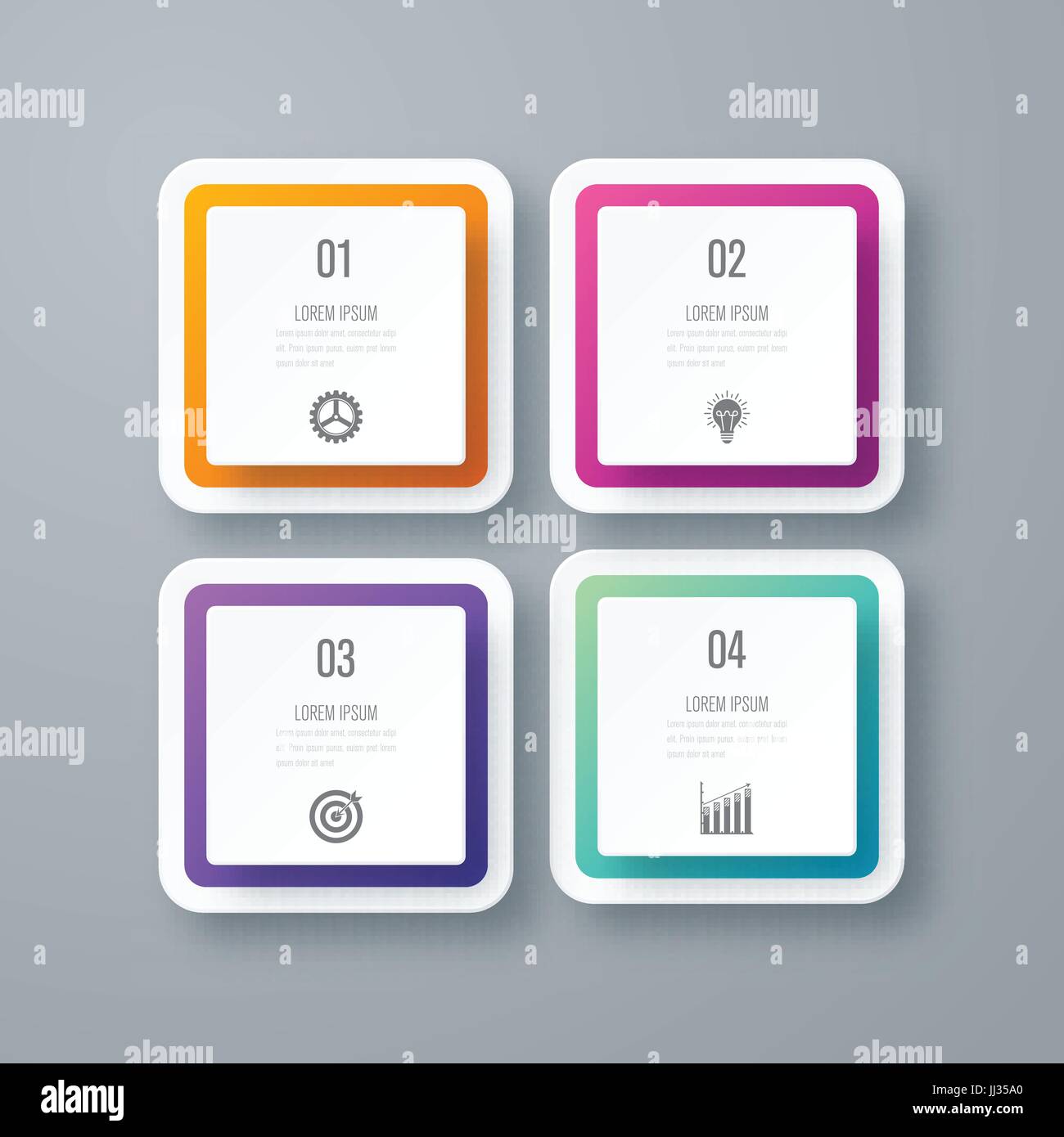 Business infographics template 4 steps with square Stock Vector Image ...