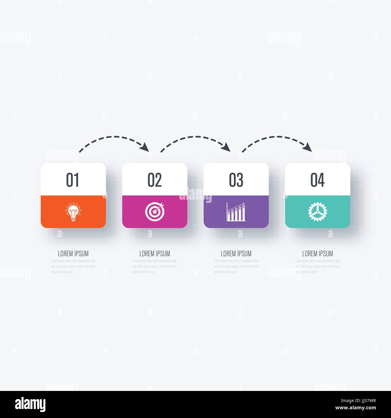 Business infographics template 4 steps with square Stock Vector Image ...