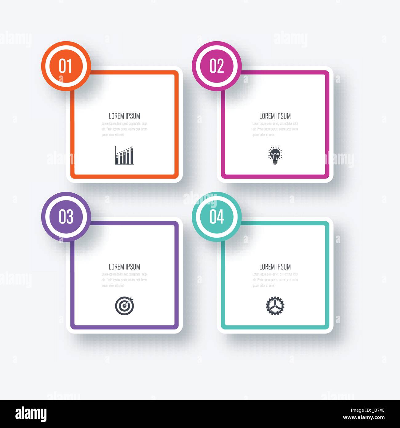 Business infographics template 4 steps with square Stock Vector Image ...