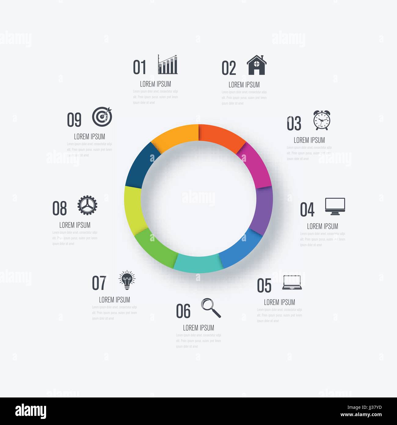 Infographics template 9 options with circle Stock Vector Image & Art ...