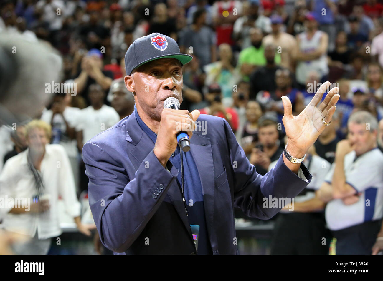 Julius Dr J Erving attends the Big 3 league in Phiily, PA on 7/16/17 Stock Photo