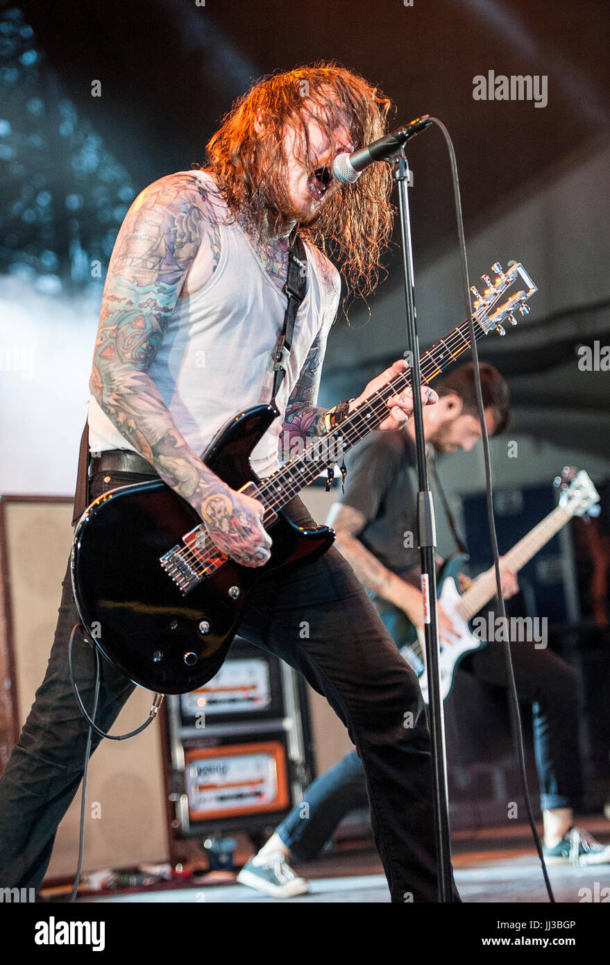 July 15, 2017 - Quebec City, Quebec; CAN - Singer MIKE HRANICA of the band THE  DEVIL WEARS PRADA performs live as part of the 2017 Festival D'ete De  Quebec that took