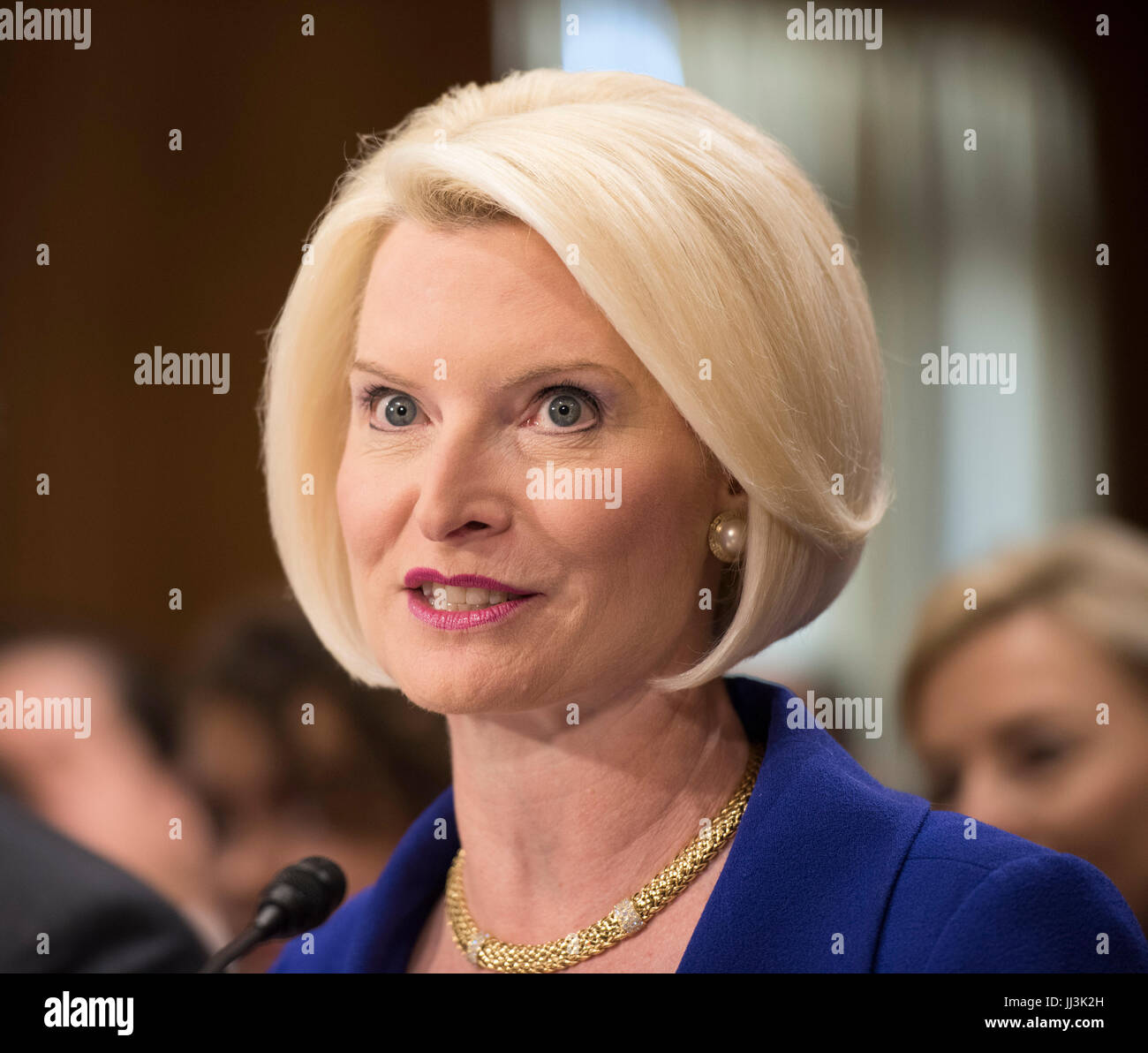 Washington DC, July 18, 2017, USA: Callista L Gngrich, wife for former Speaker of the House, Newt Gingrich, appears before the Senate Foreign Relations Committee to testify as to her ability to be the US Ambassador to the Holy See or the Vatican, in Washington DC. Patsy Lynch/MediaPunch Stock Photo
