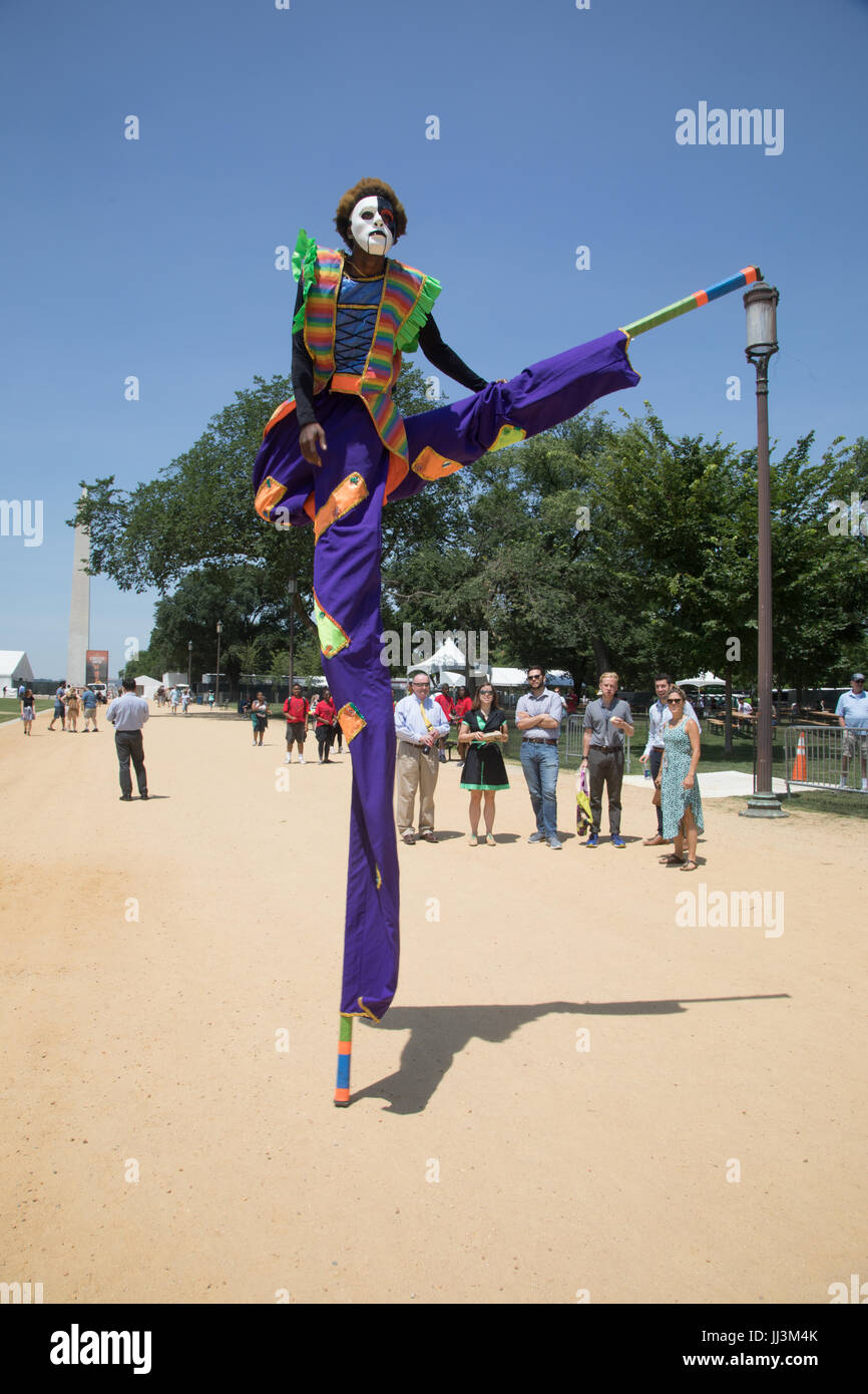 UniverSoul Circus stilt walkers (Atlanta Ga.) walk along the National