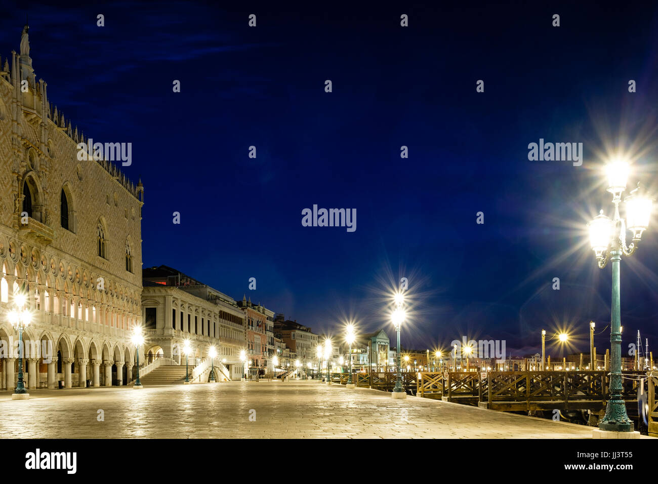 Doge's Palace, Palazzo Ducale at dusk, Venice, Veneto, Italy Stock Photo