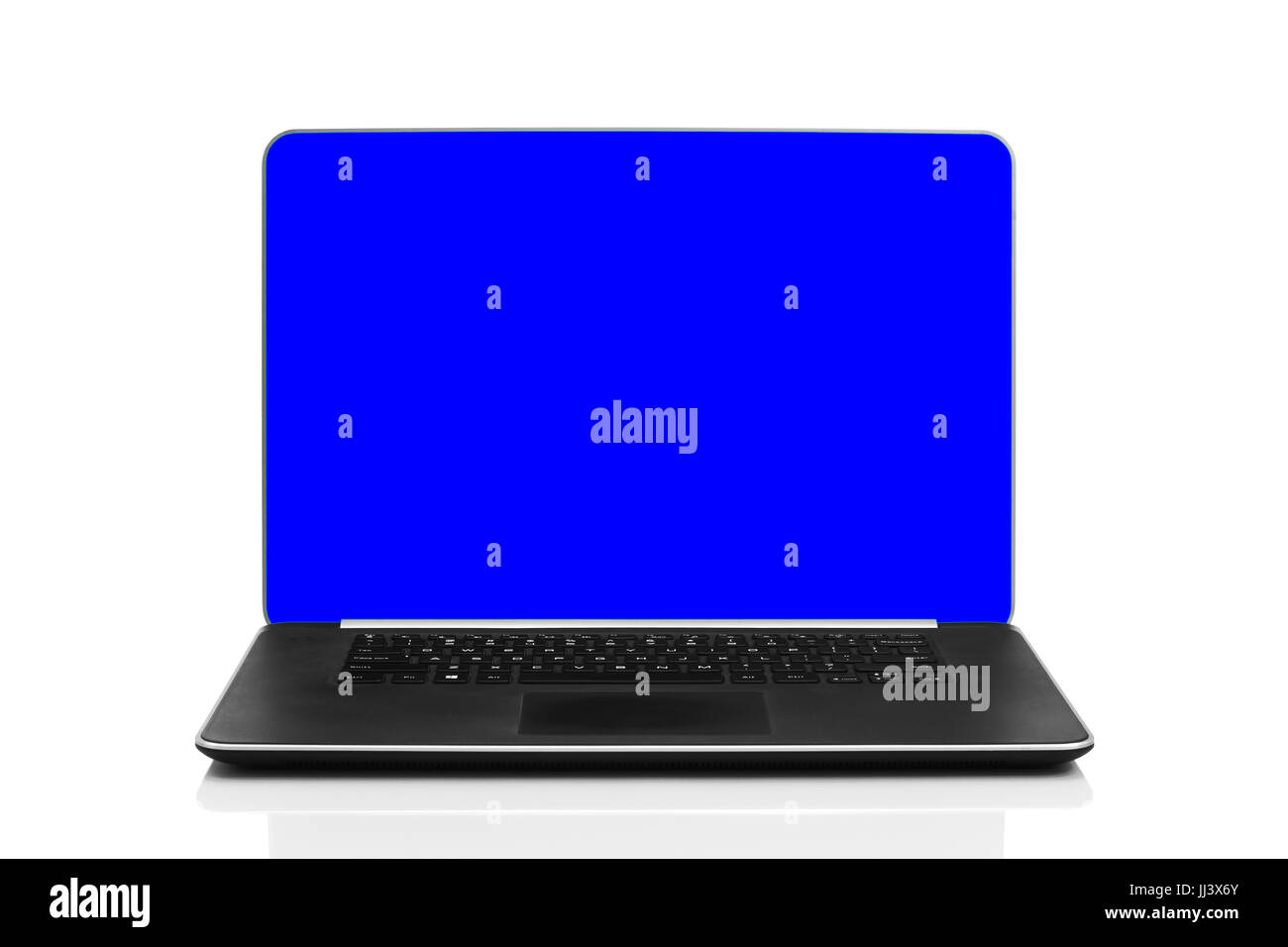 Sleek modern business laptop on white background with reflection Stock Photo
