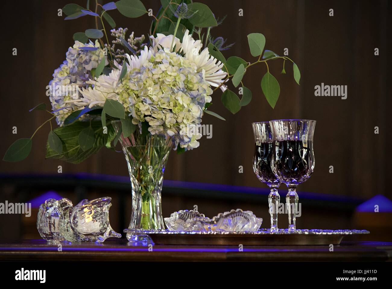 Wine glasses at wedding communion ceremony Stock Photo Alamy