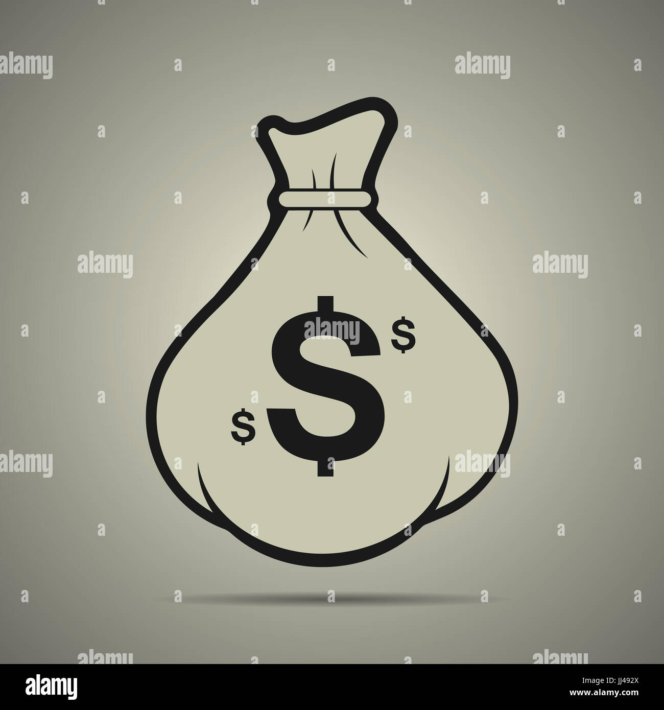 White money bag icon in flat style, black and white colors Stock Photo