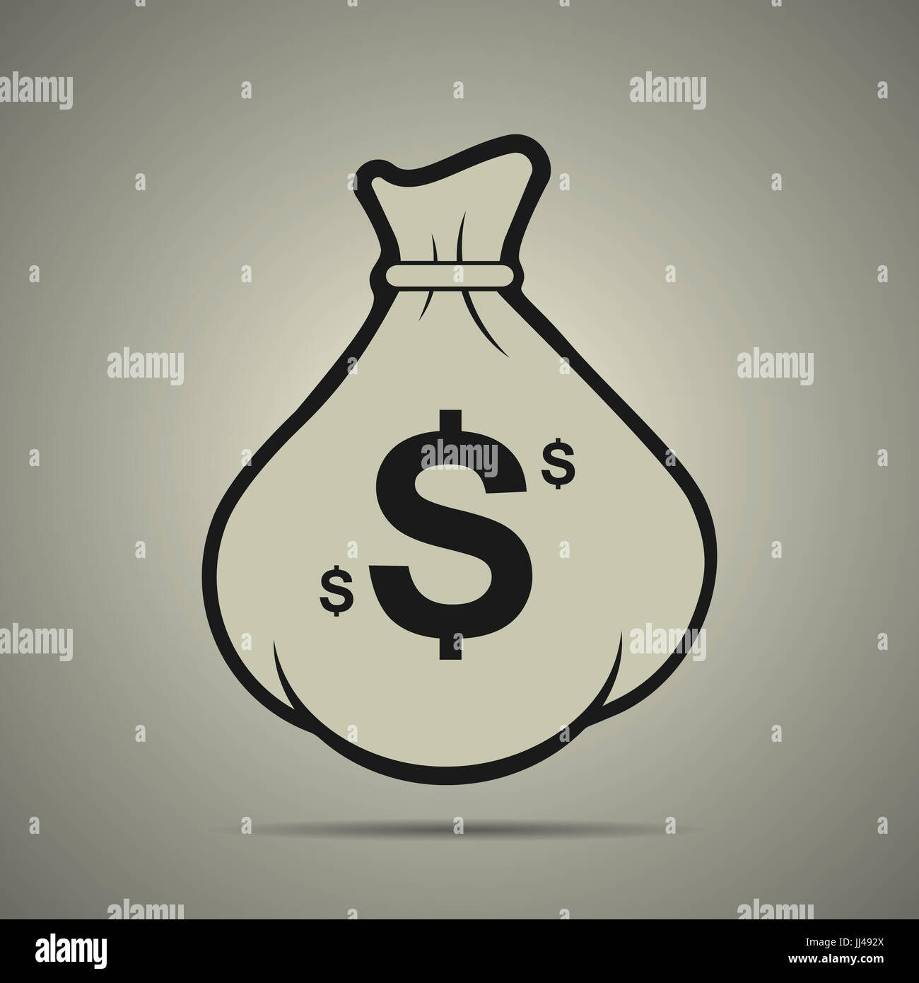 White money bag icon in flat style, black and white colors ...