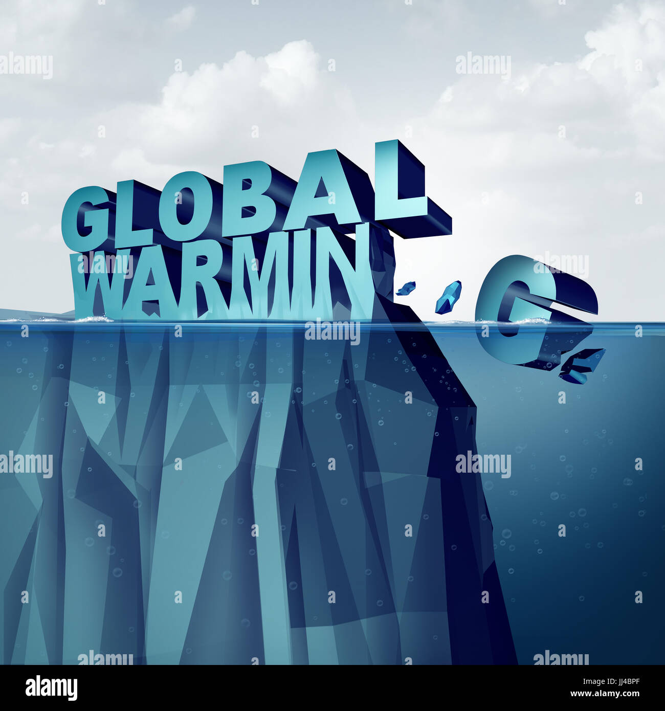 Global warming and arctic ice melting of the polar caps concept as an environmental weather change disaster as an iceberg or glacier. Stock Photo