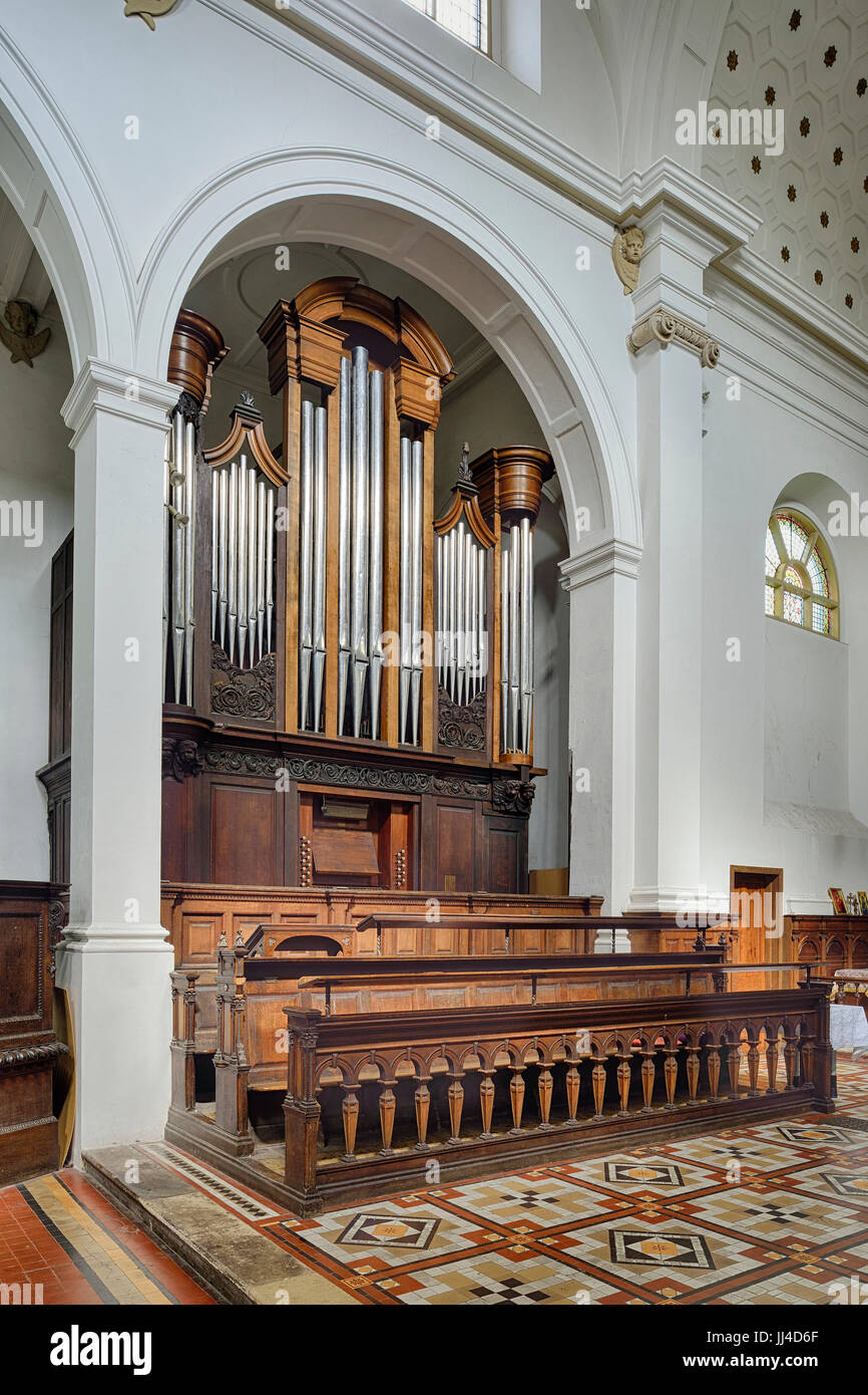 St Thomas the Martyr Church, St Thomas Street, Bristol Organ & Choir seats Stock Photo