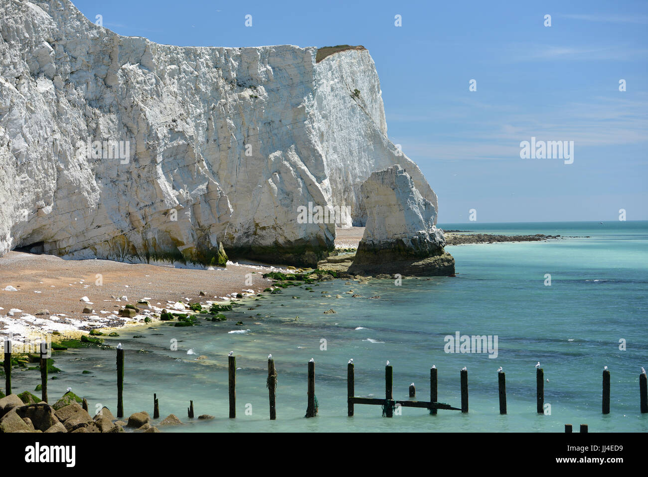 Chalk cliffs at Seaford, East Sussex, Known as Splash Point Stock Photo