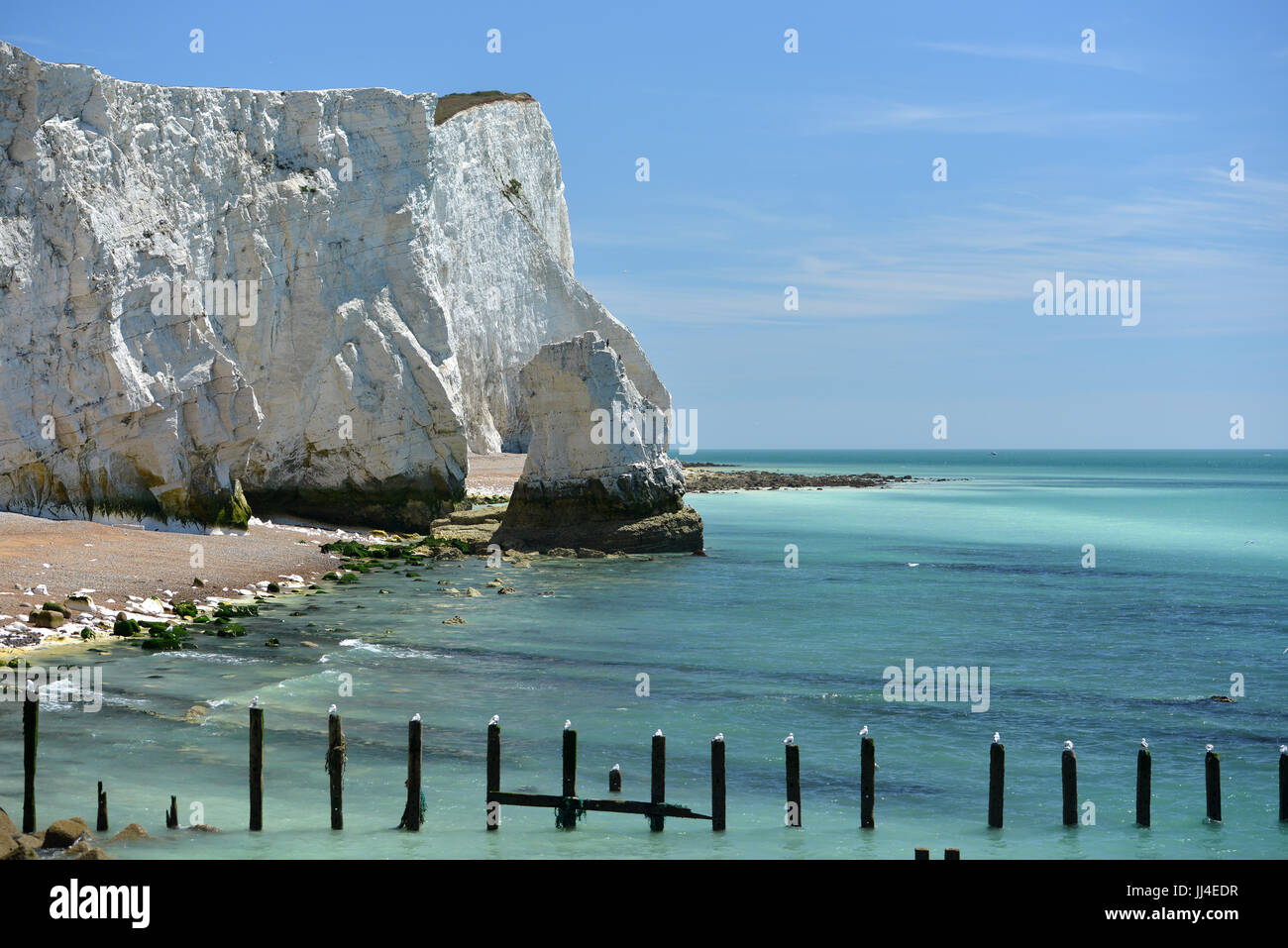 Chalk cliffs at Seaford, East Sussex, Known as Splash Point Stock Photo