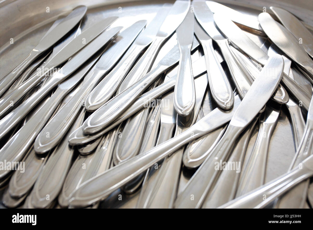 Silverwares, Knives, Restaurant, São Paulo, Brazil Stock Photo