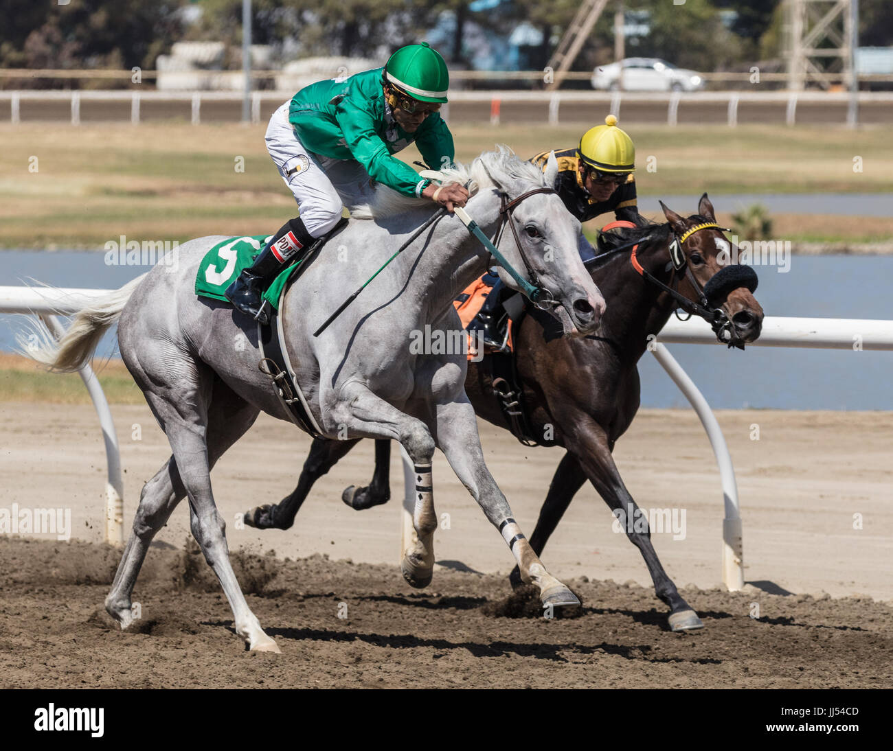Horse racing action at the Cal Expo in Sacramento, California Stock ...