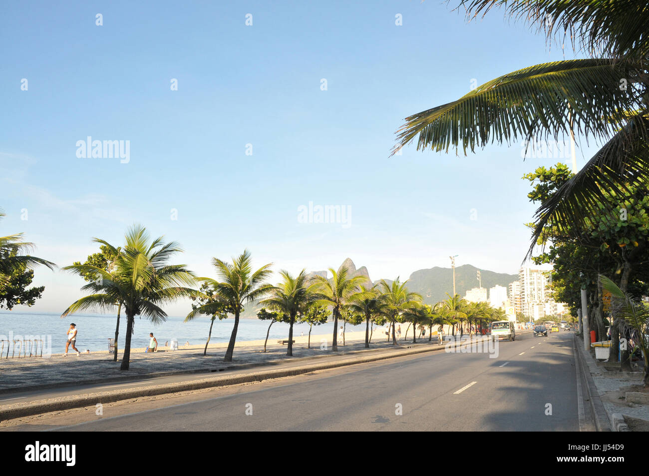 Beach, Sidewalk, Copacabana, Rio de Janeiro, Brazil Stock Photo