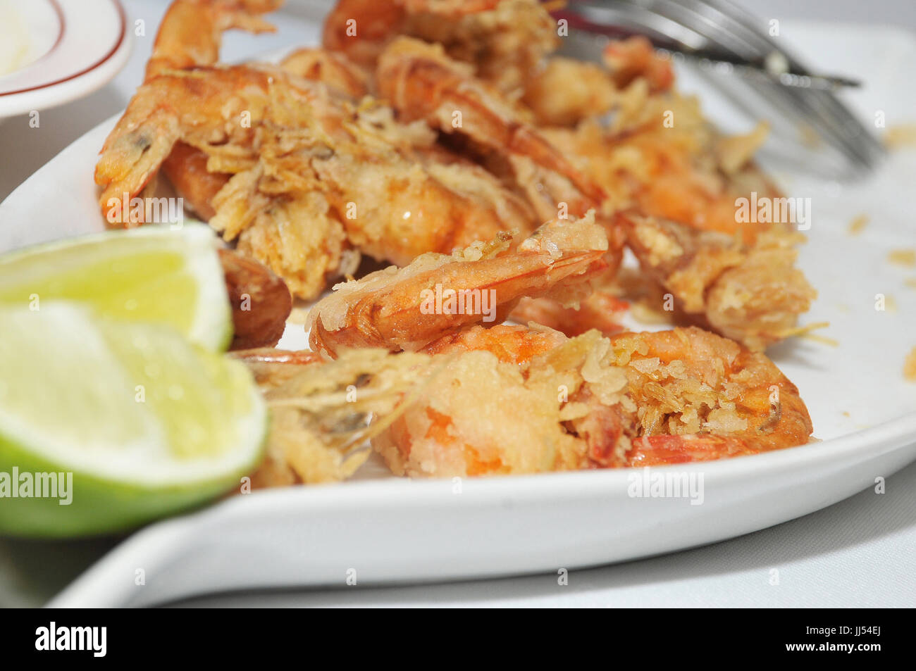 Shrimp dish, Lemon, Restaurant, São Paulo, Brazil Stock Photo