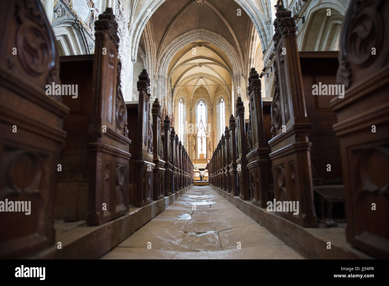 View of the mail alley of the Lutheran Cathedral of Saint Mary, Sibiu, Transylvania, Romania Stock Photo