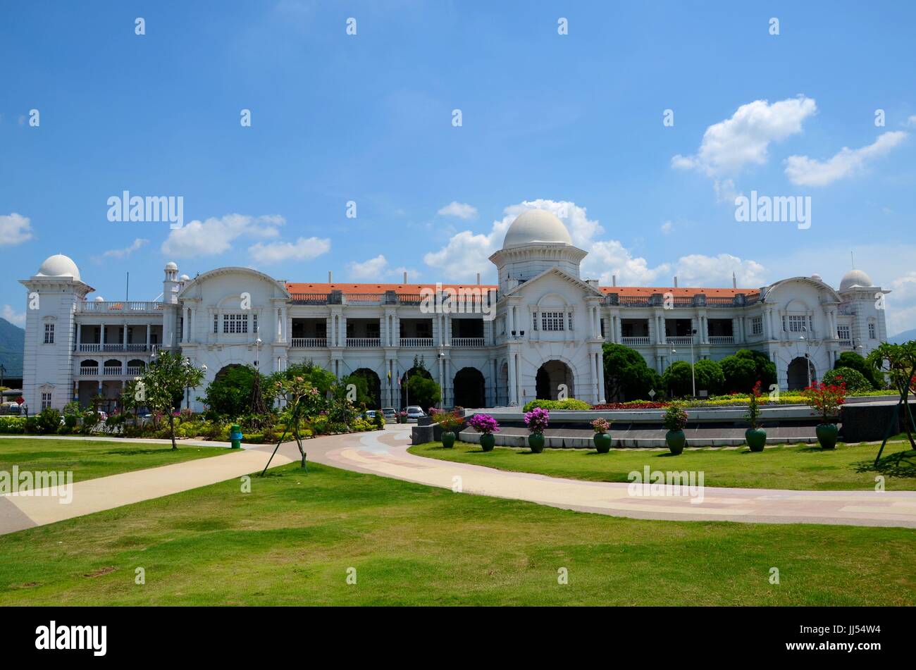 Colonial architecture KTM railways train station with gardens Ipoh Perak Malaysia Stock Photo
