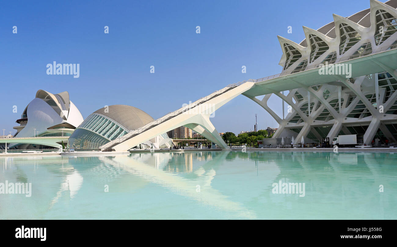 VALENCIA, SPAIN - JULY 24, 2017: The City of Arts and Sciences is an entertainment cultural and architectural complex in Valencia. Stock Photo