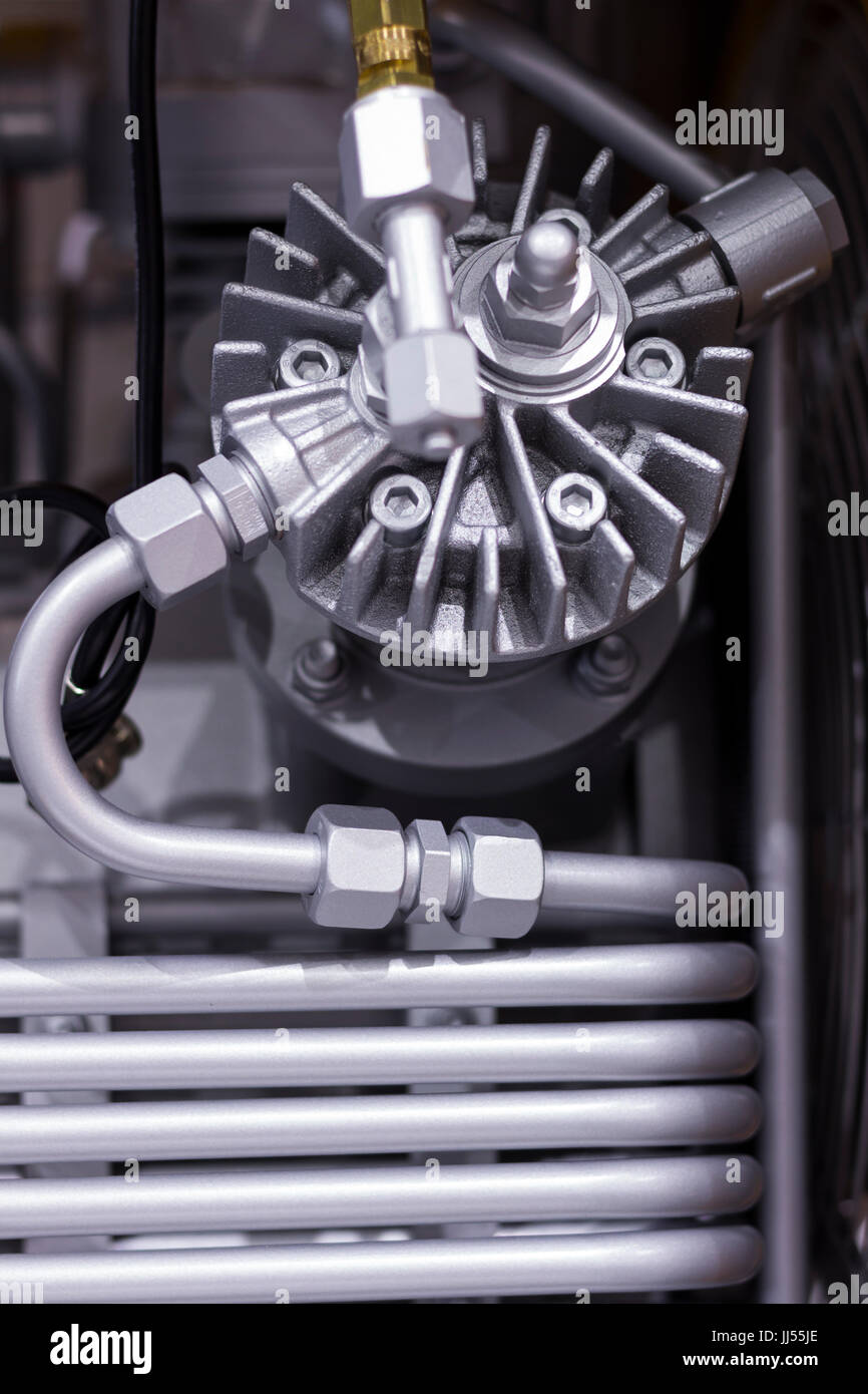 Close up tube or coil of heat exchanger of equipment;industrial machine Stock Photo