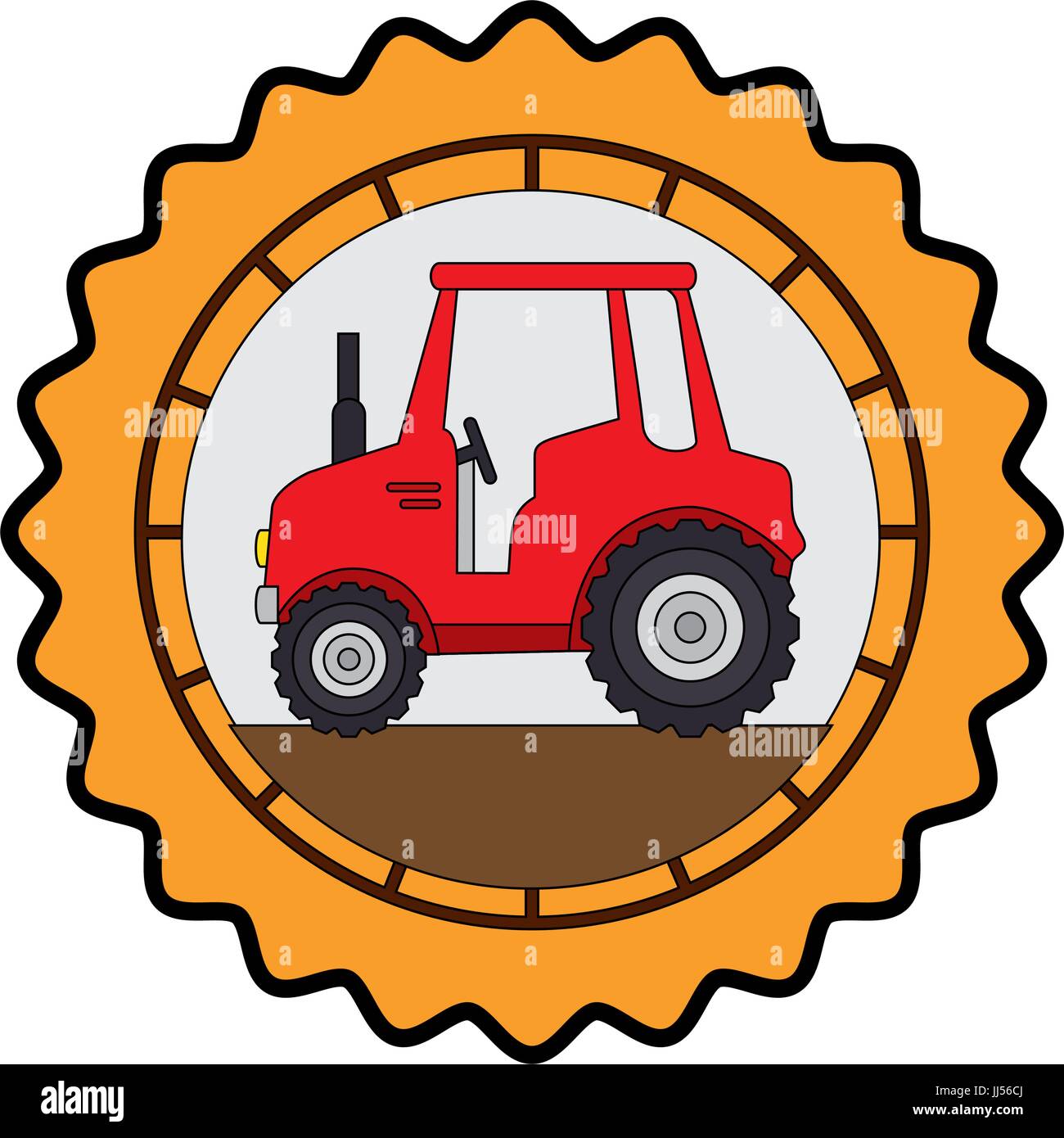 isolated tractor round icon icon vector illustration graphic design ...