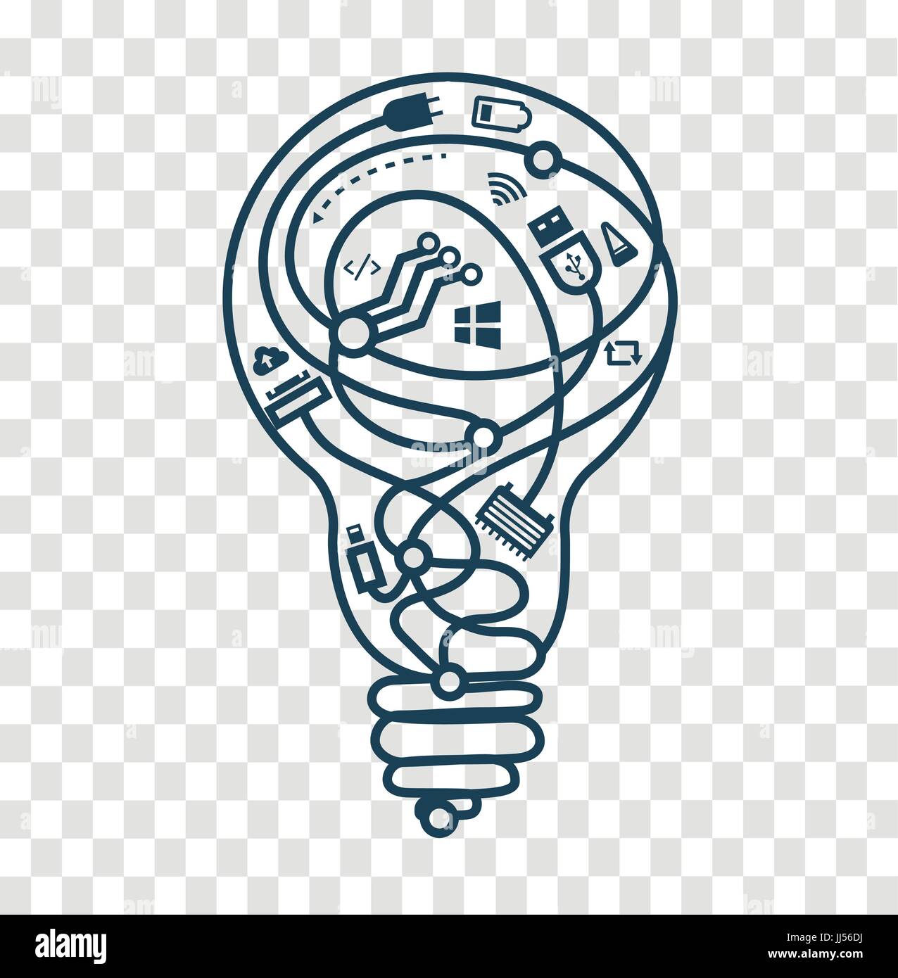 Programmer Light Bulp Depend silhouette Stock Vector Images - Alamy