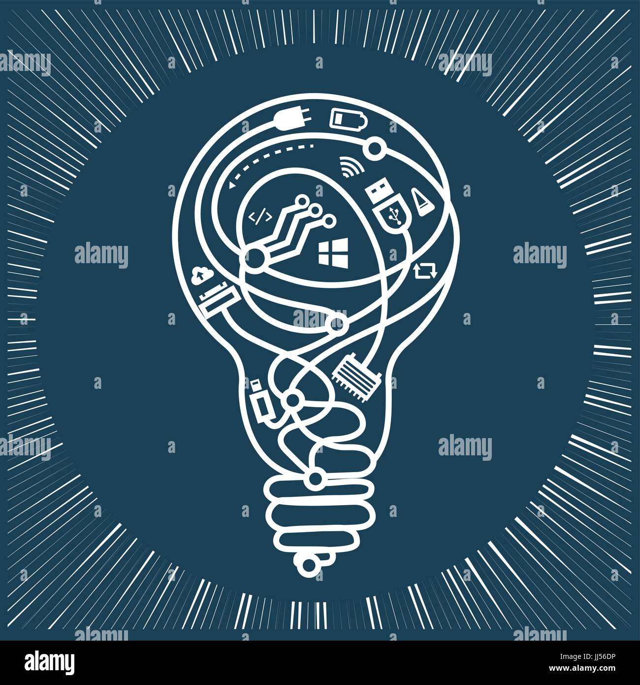 Programmer Light Bulp Depend silhouette Stock Vector Images - Alamy