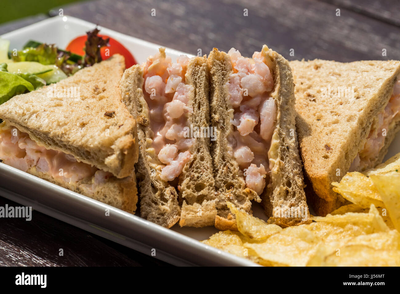 Prawn sandwich on brown bread Stock Photo Alamy