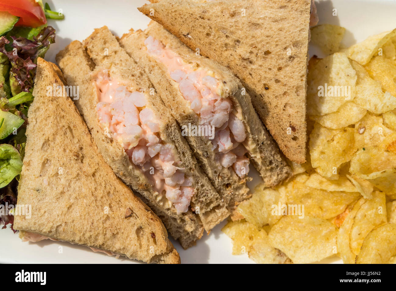 Prawn sandwich on brown bread Stock Photo Alamy