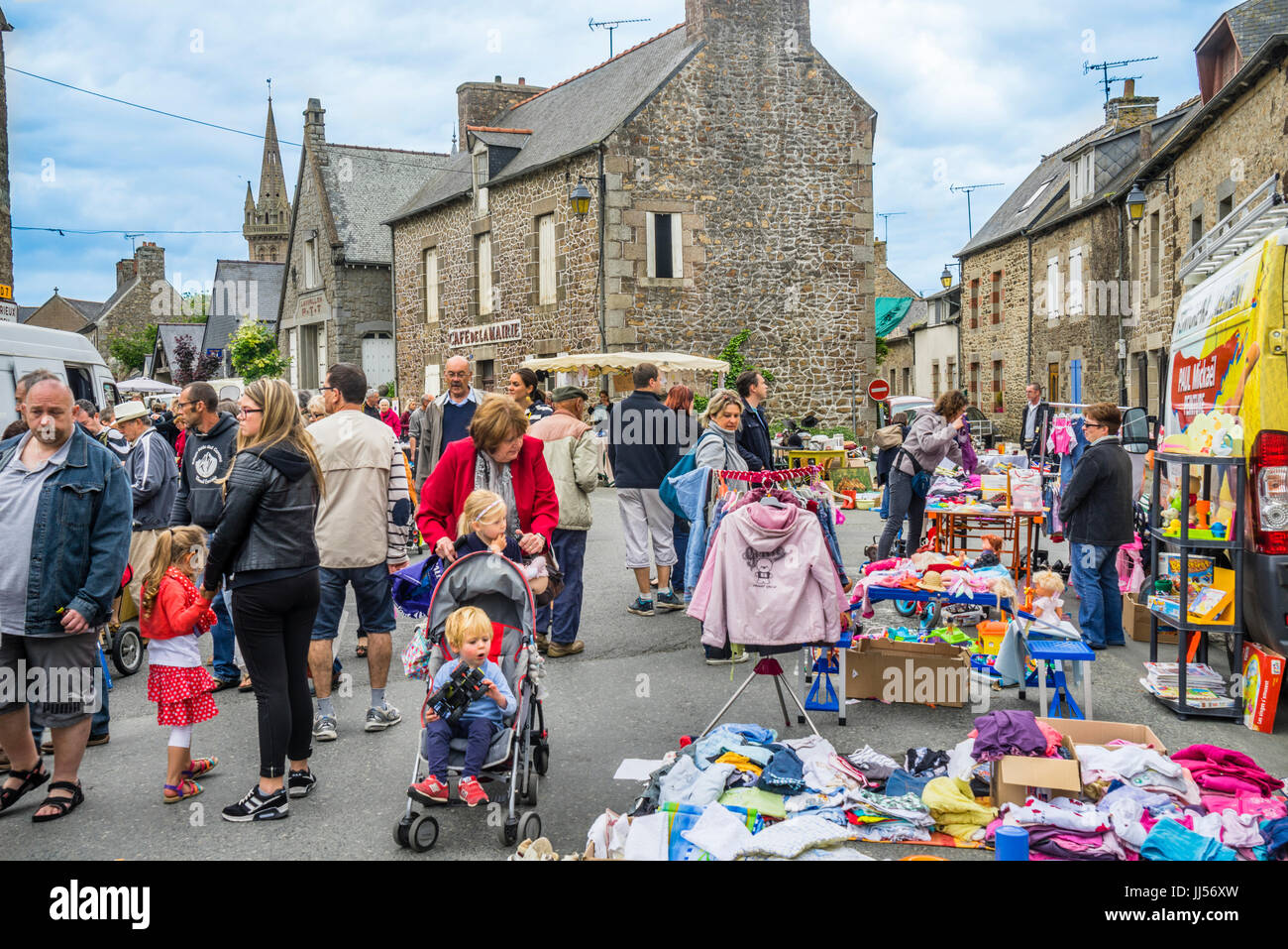 France, Brittany, Antiques Street Fair and flea market in the breton country town of Lanvollon Stock Photo