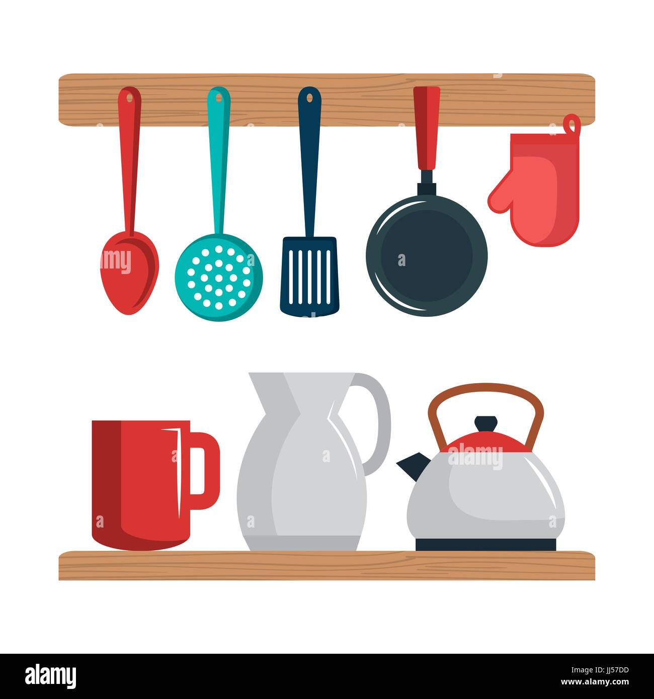Colorful kitchenware set over white background vector illustration ...
