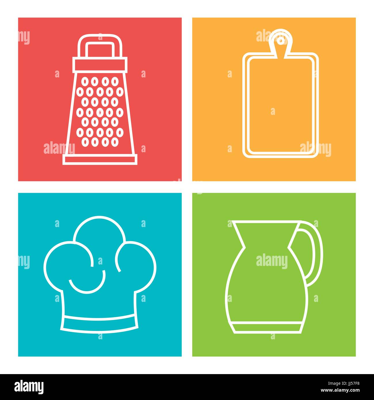 Hand drawn kitchen utensils over colorful background vector