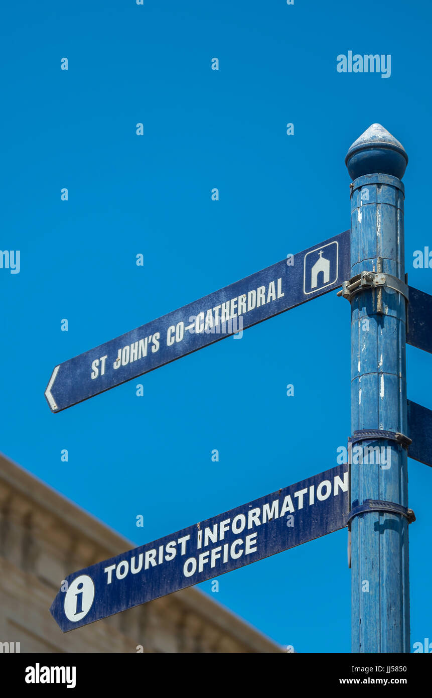 Malta, Valletta Tourist information signs giving information about the