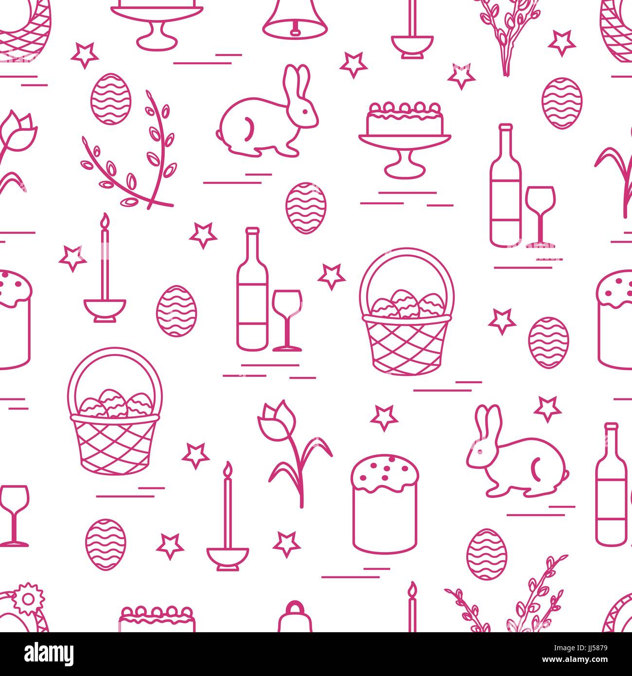 Cute seamless pattern with different symbols for Easter. Design for ...