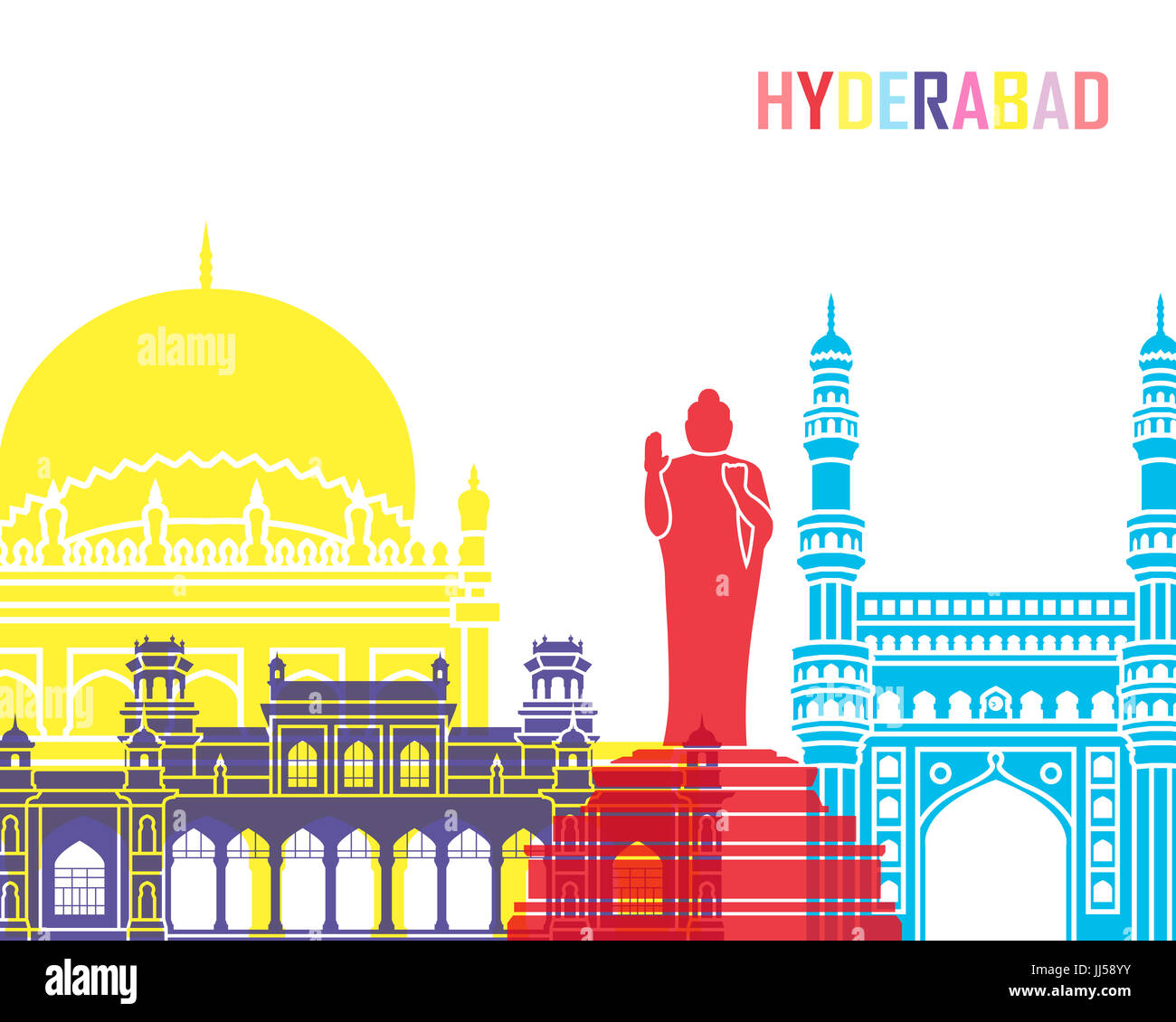 Hyderabad skyline pop in editable vector file Stock Photo