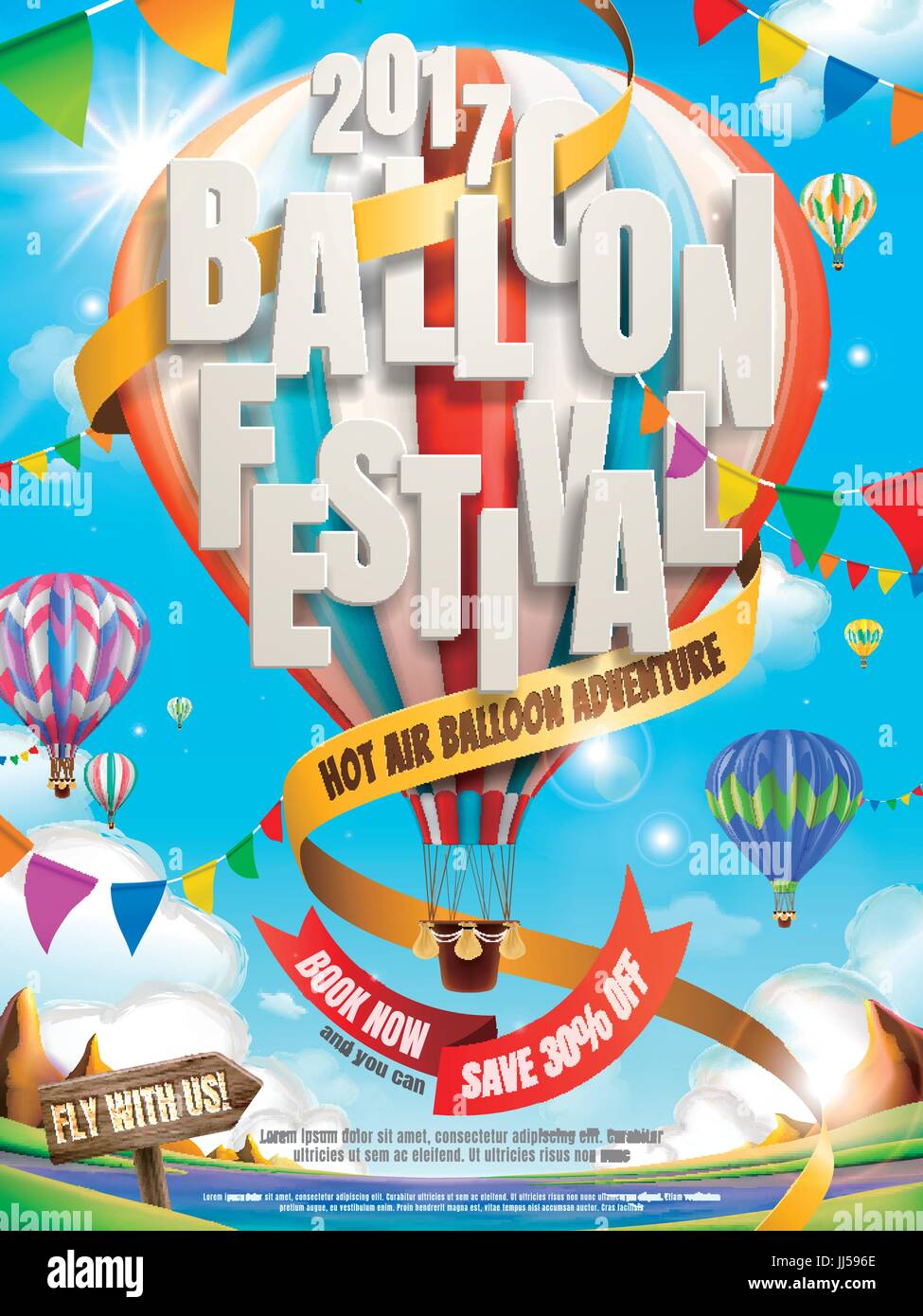 Balloon festival ads, hot air balloon tour for travel agency and