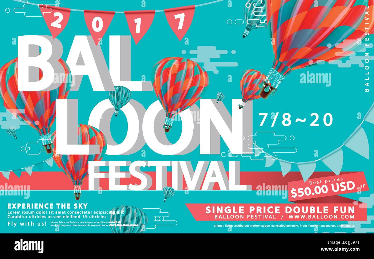 Balloon festival ads, hot air balloon tour for travel agency and