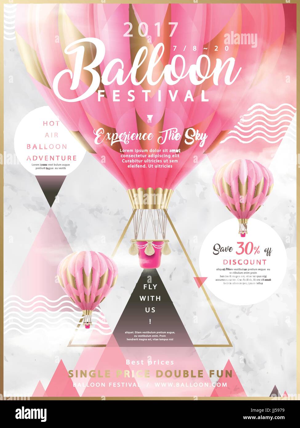 Balloon festival ads, hot air balloon tour for travel agency and