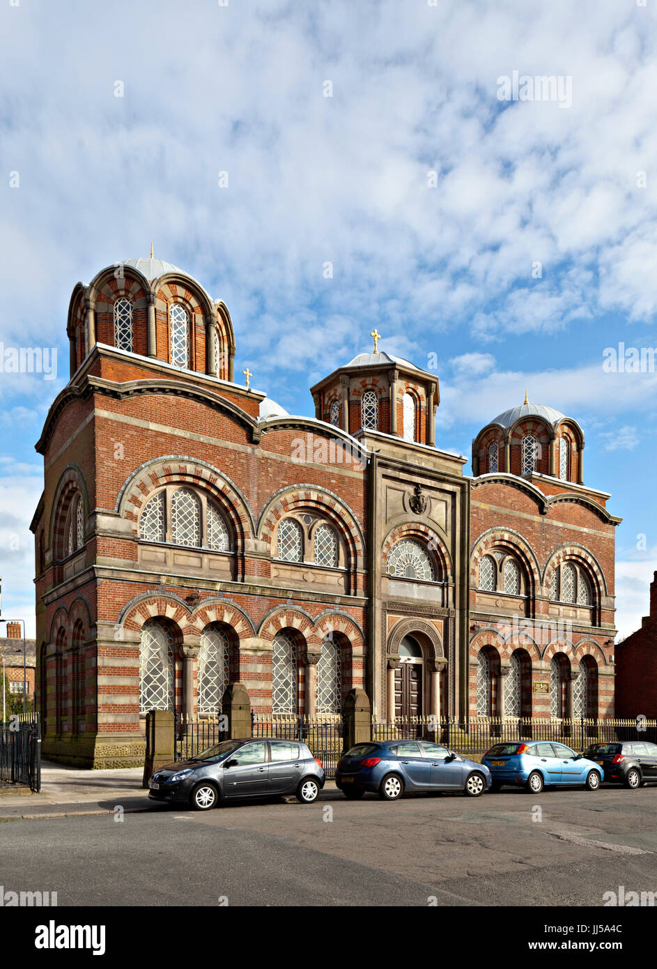 Grade II Listed Greek Orthodox Church of St Nicholas, dating from 1870, at the junction of Princes Road and Berkley Street, Toxteth, Liverpool. Stock Photo