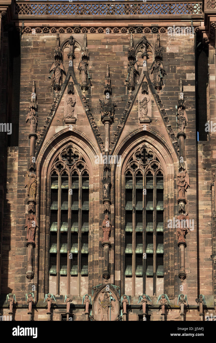 Strasbourg, France - Cathedral of Our Lady of Strasbourg; also known as: Cathédrale Notre-Dame de Strasbourg; architectural detail at facade Stock Photo