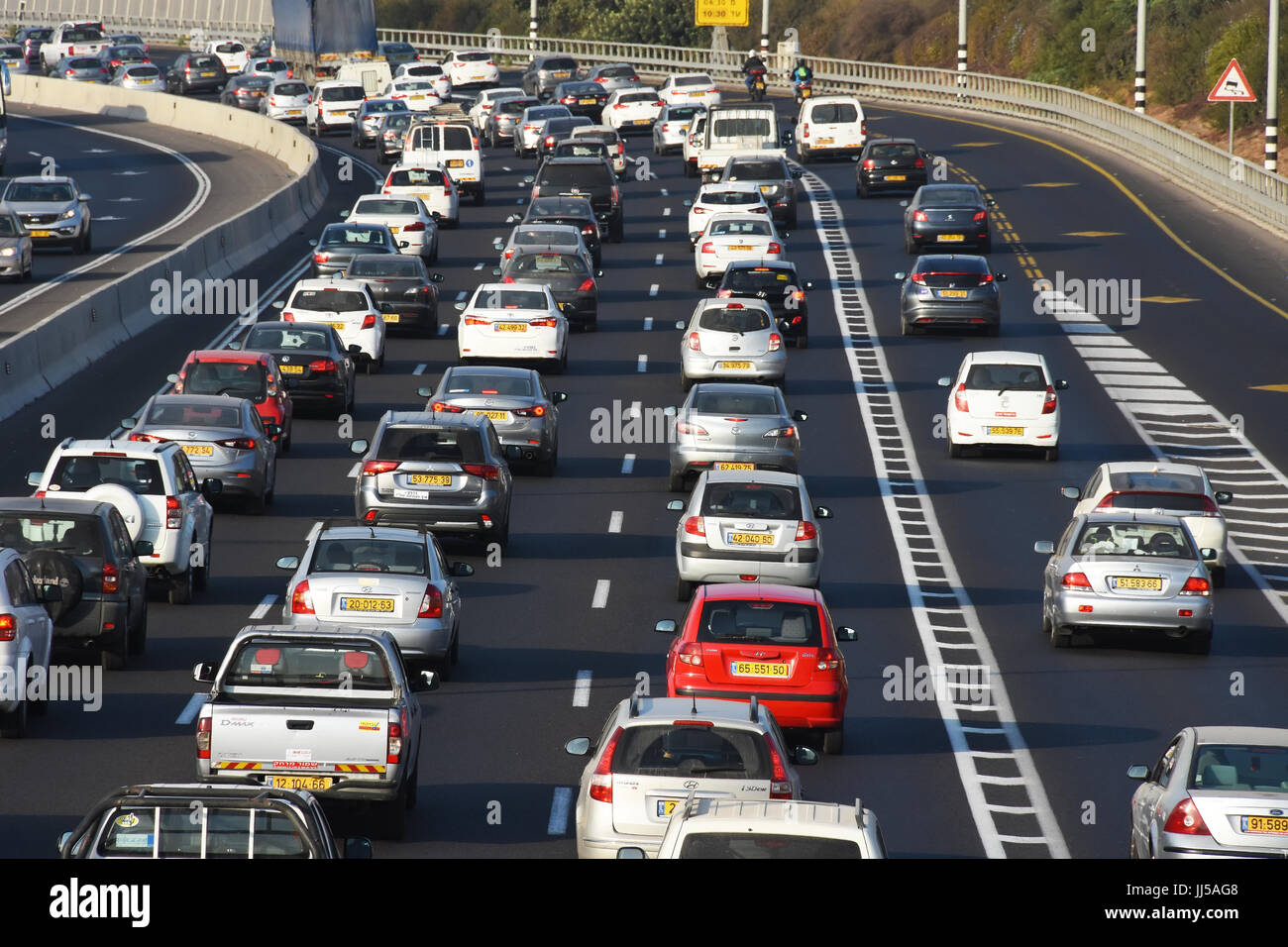 Morning traffic in Israel Stock Photo