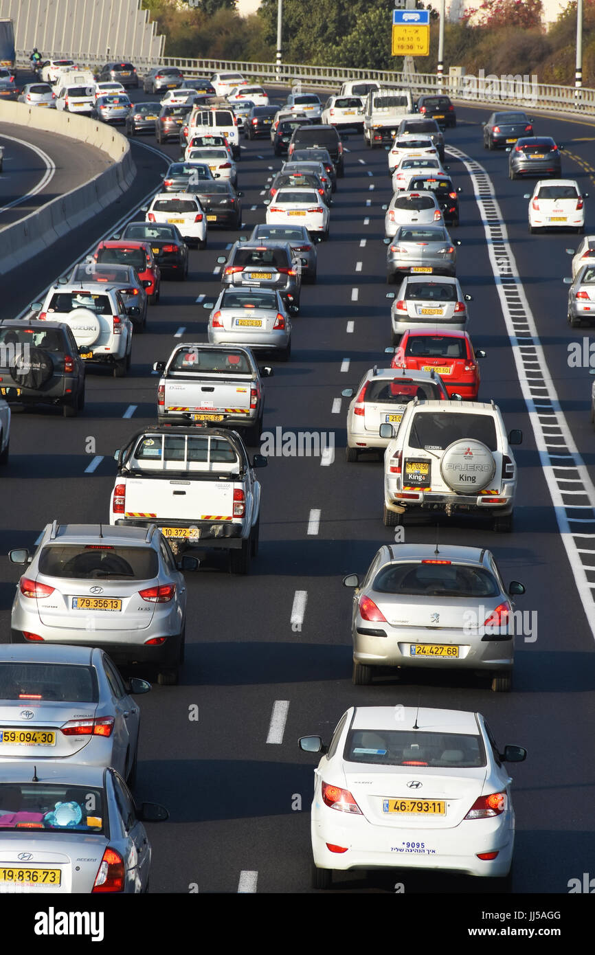 Morning traffic in Israel Stock Photo
