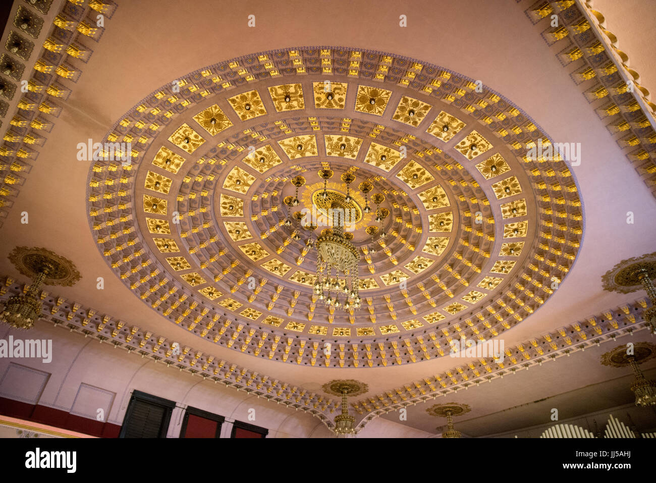 Detail of the ceiling of the theater inside the Palace of Culture, Targu Mures, Romania Stock Photo