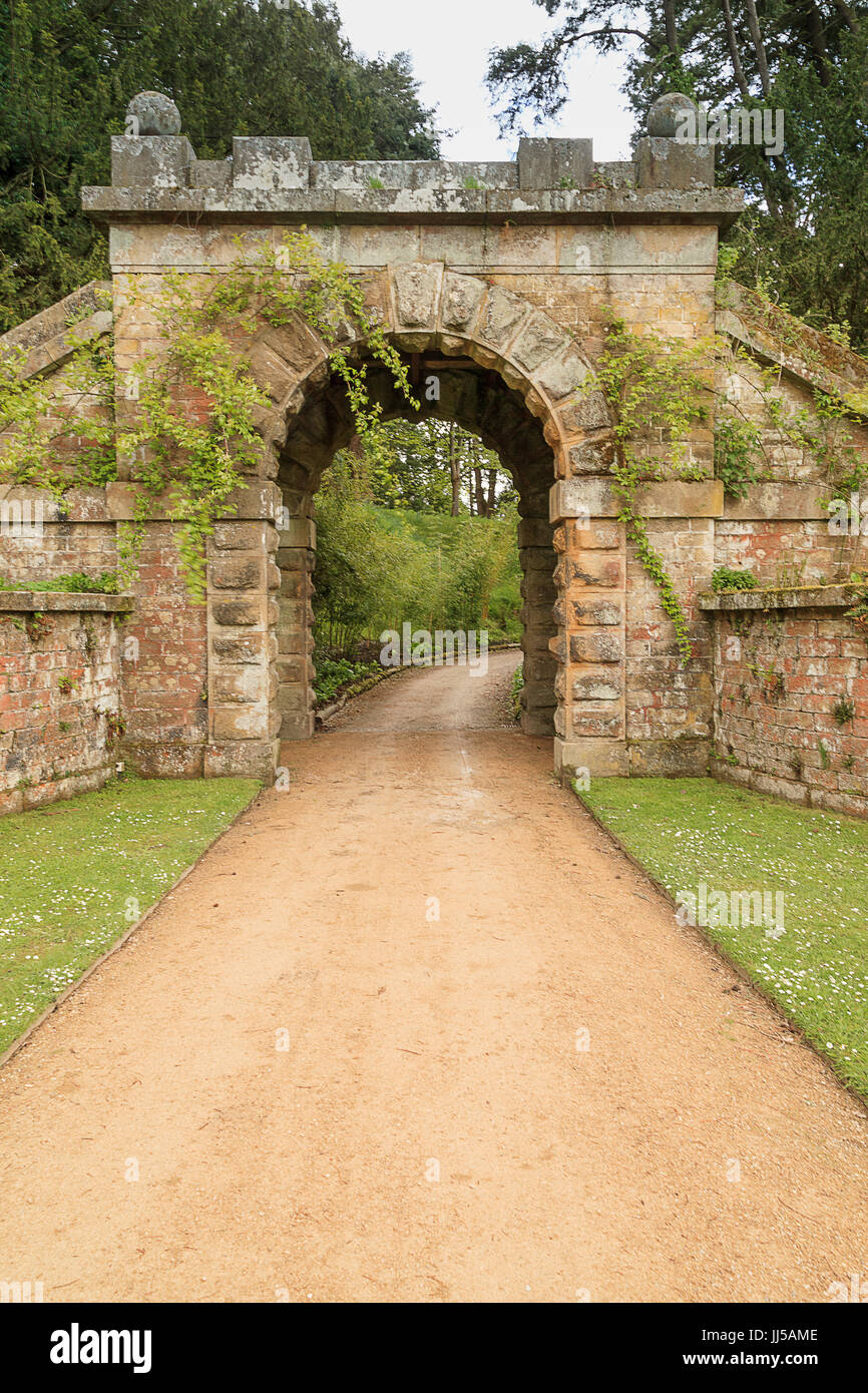 Entrance/Exit to Labyrinth Chatsworth House Stock Photo
