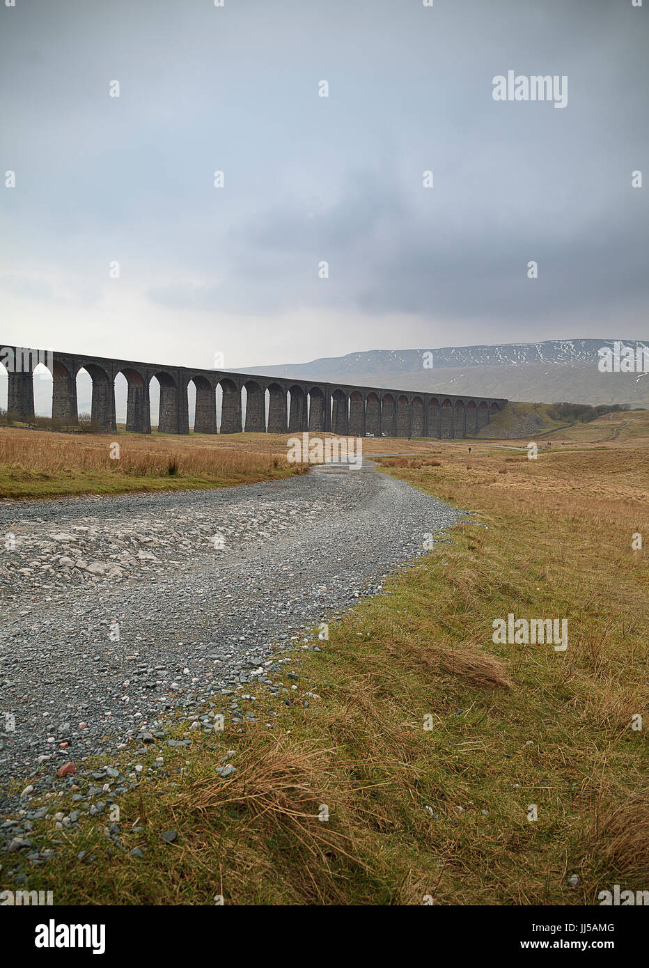 Bad weather shot of Ribblehead Viaduct Stock Photo