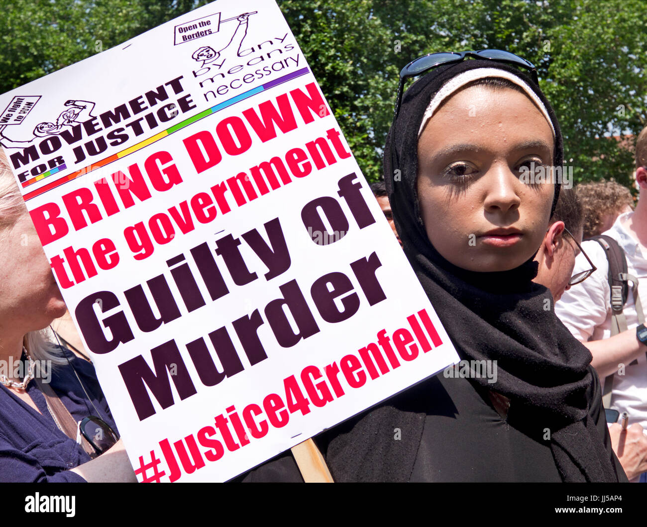 Following the fire at Grenfell Tower, friends and members of the community marched  from Shephards Bush to Westminster on  the Day of Rage.  21 June 2017 Stock Photo