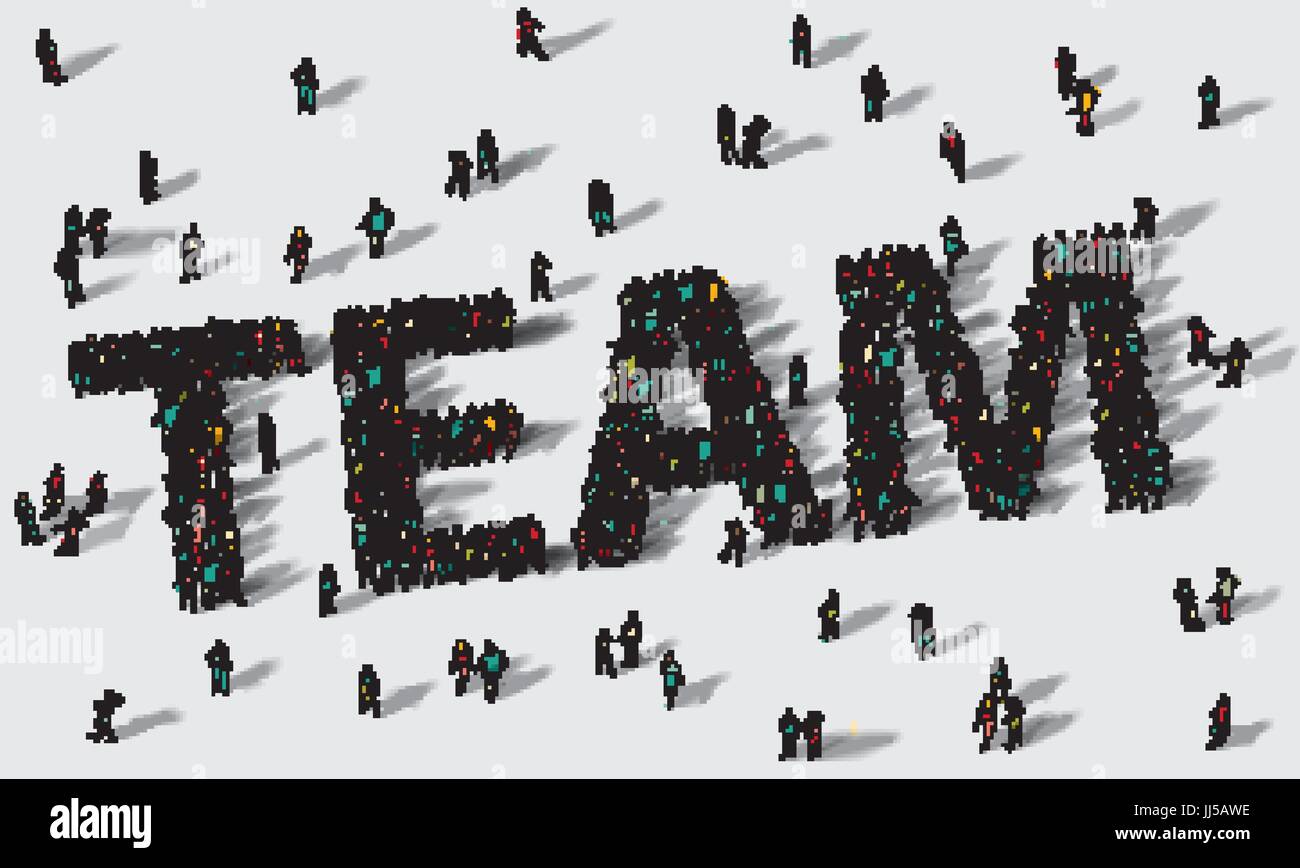 Team work big group people. Stock Vector