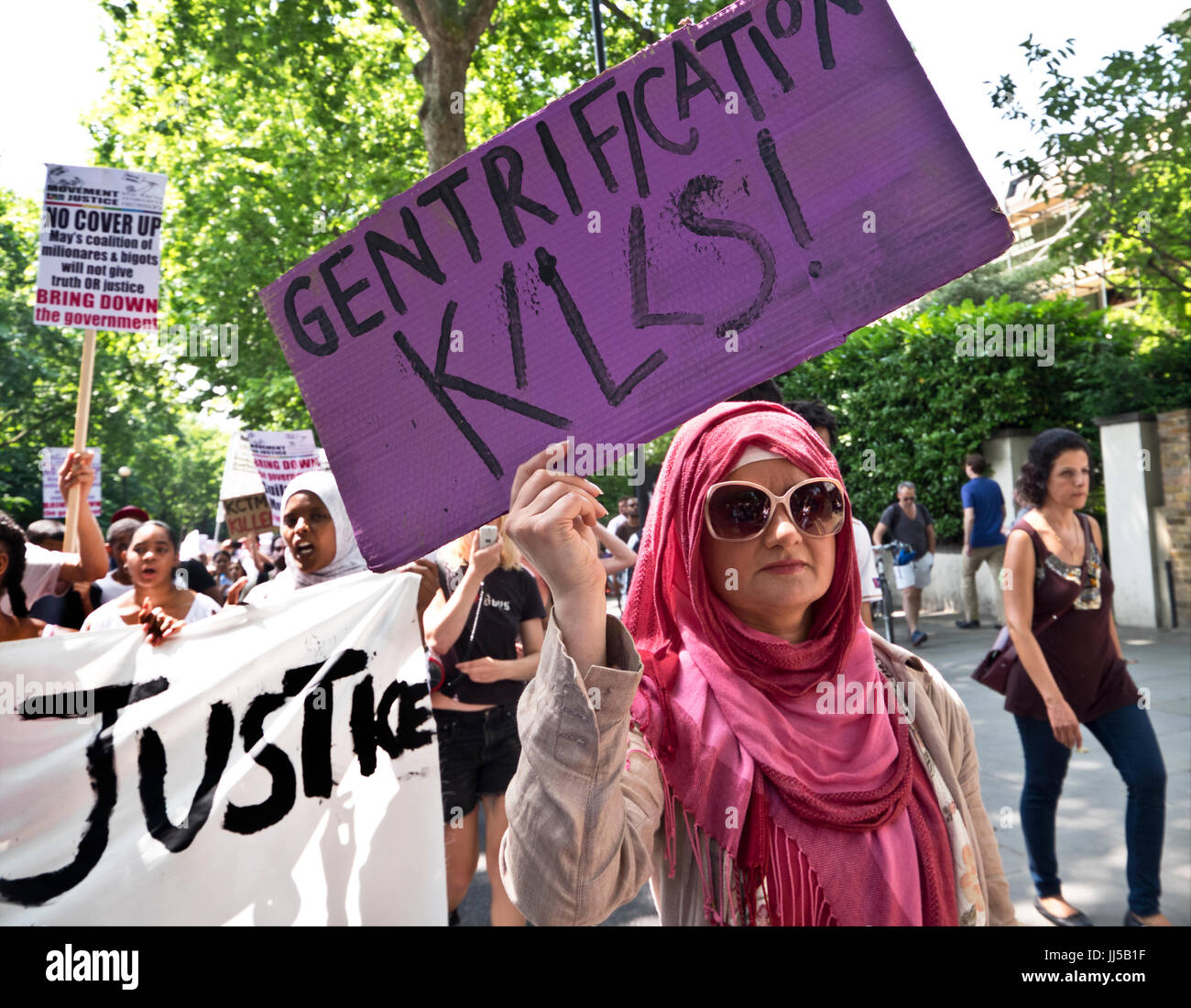 Following the fire at Grenfell Tower, friends and members of the community marched  from Shephards Bush to Westminster on  the Day of Rage.  21 June 2017 Stock Photo